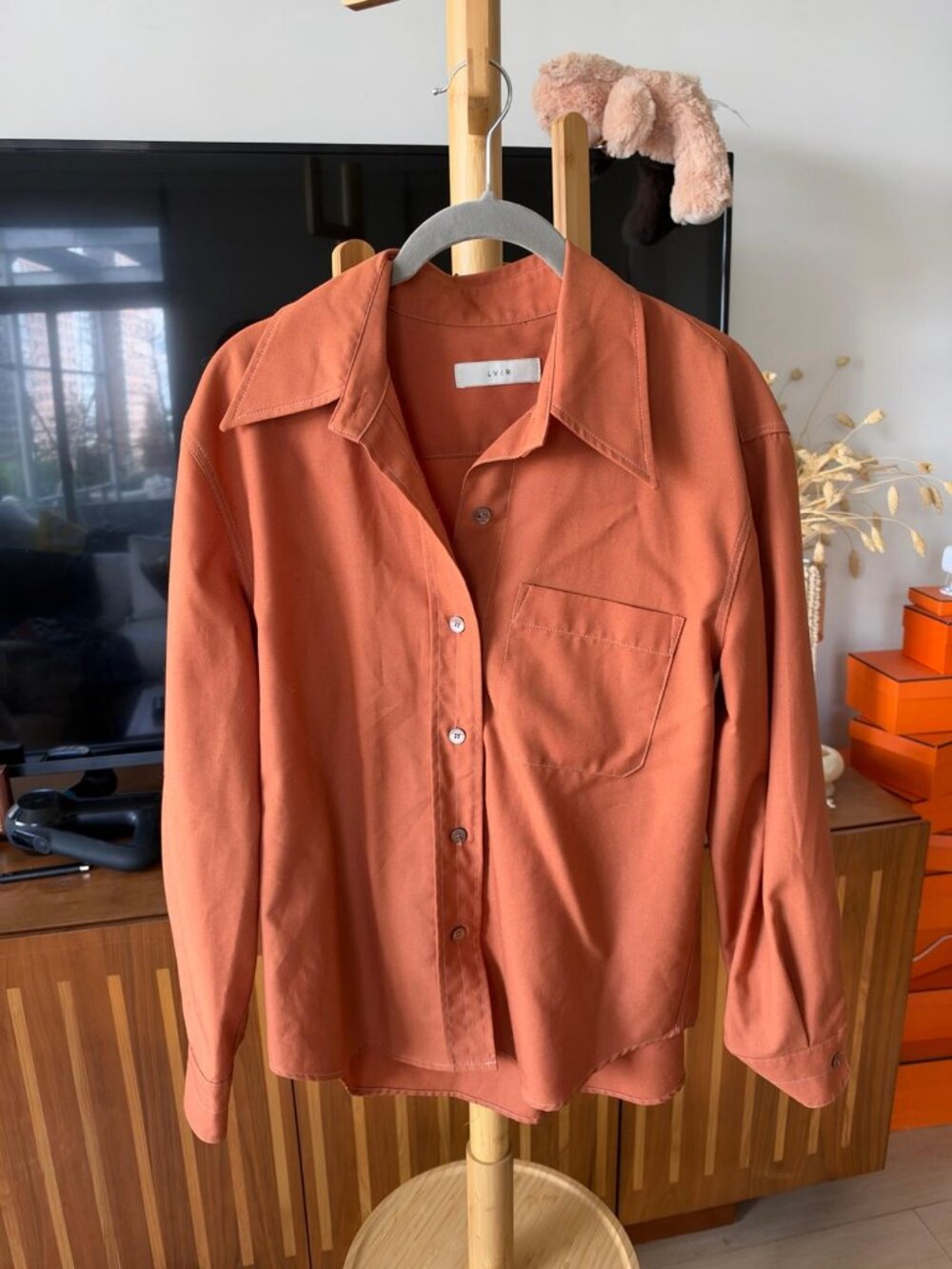 Terracotta Linen Blend Blazer Oversized Relaxed Fit